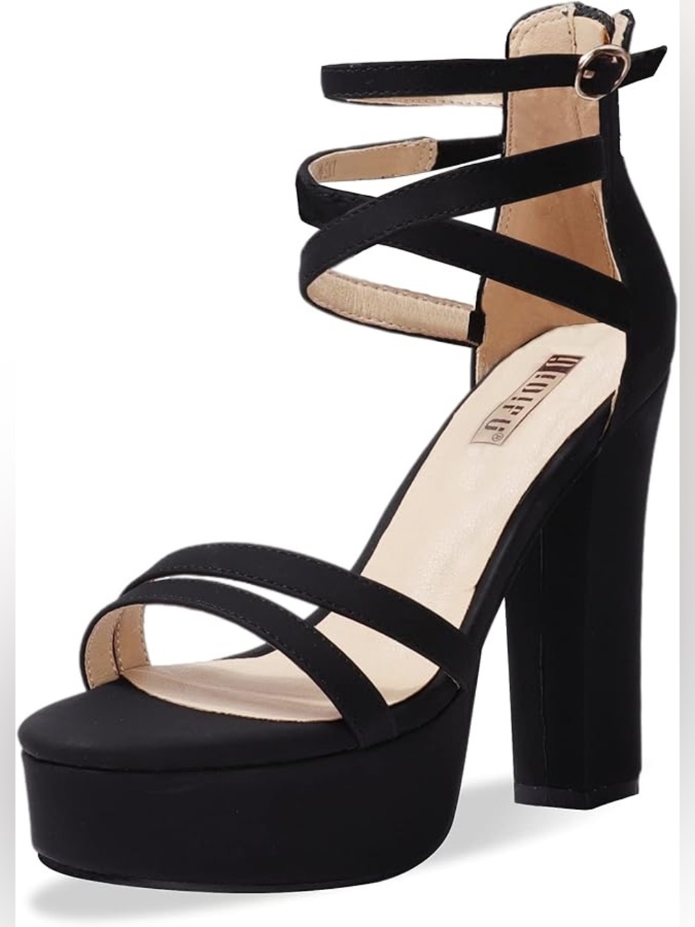 🔥IDIFU Women's Black Platform Chunky High Heels Dress Sandals Open Toe Size 7